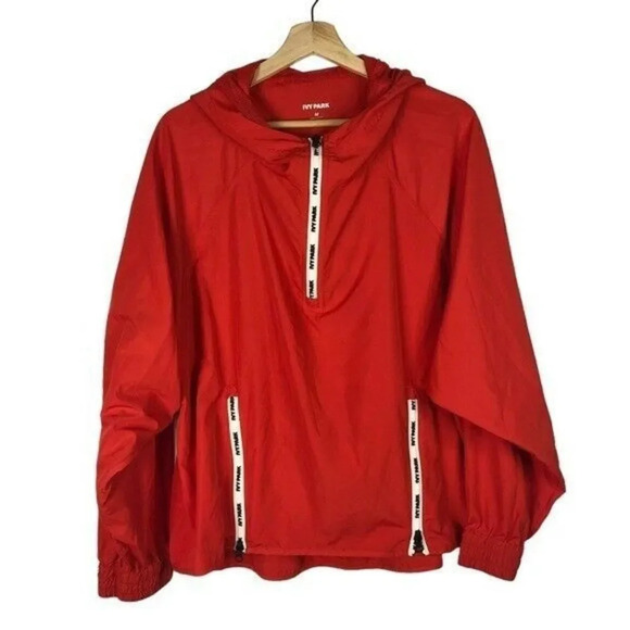 Ivy Park Beyonce Bright Poppy Red Logo Windbreaker Jacket M - Picture 2 of 4